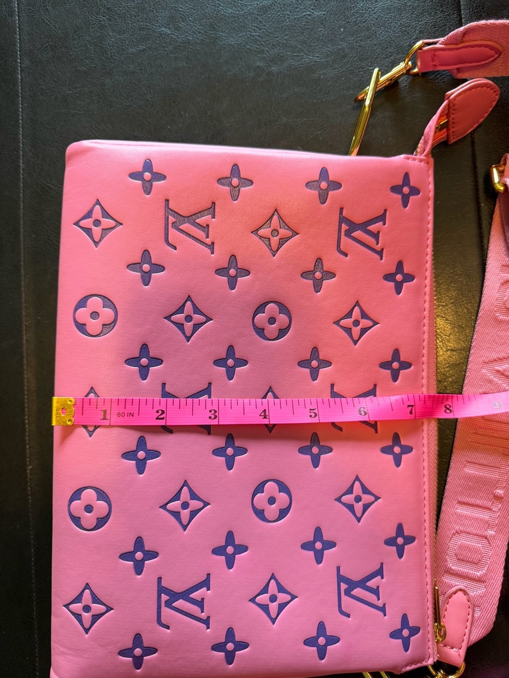 Pink and Purple Monogram Crossbody Bag - Picture 9 of 9